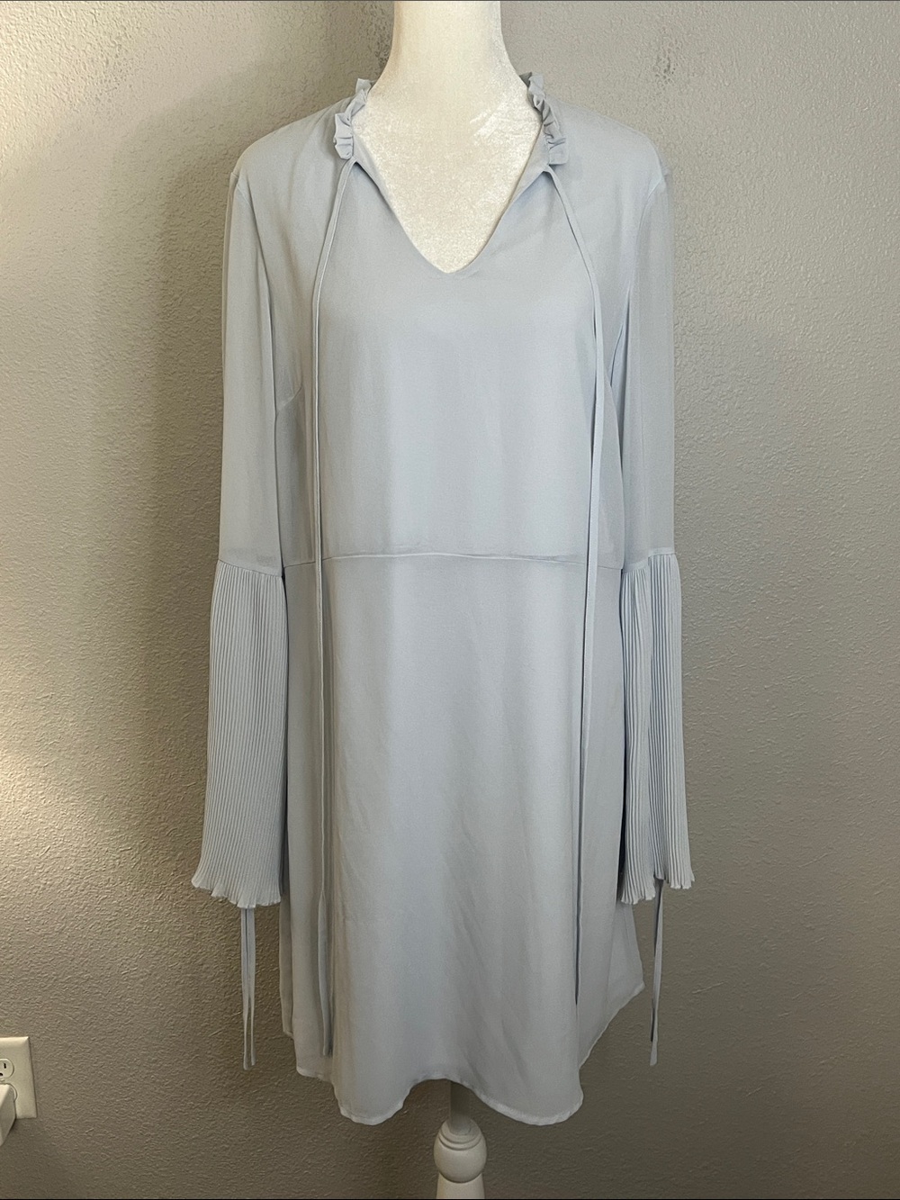 Vero Moda Fluted Long Sleeve Dress Blue Size Medium
